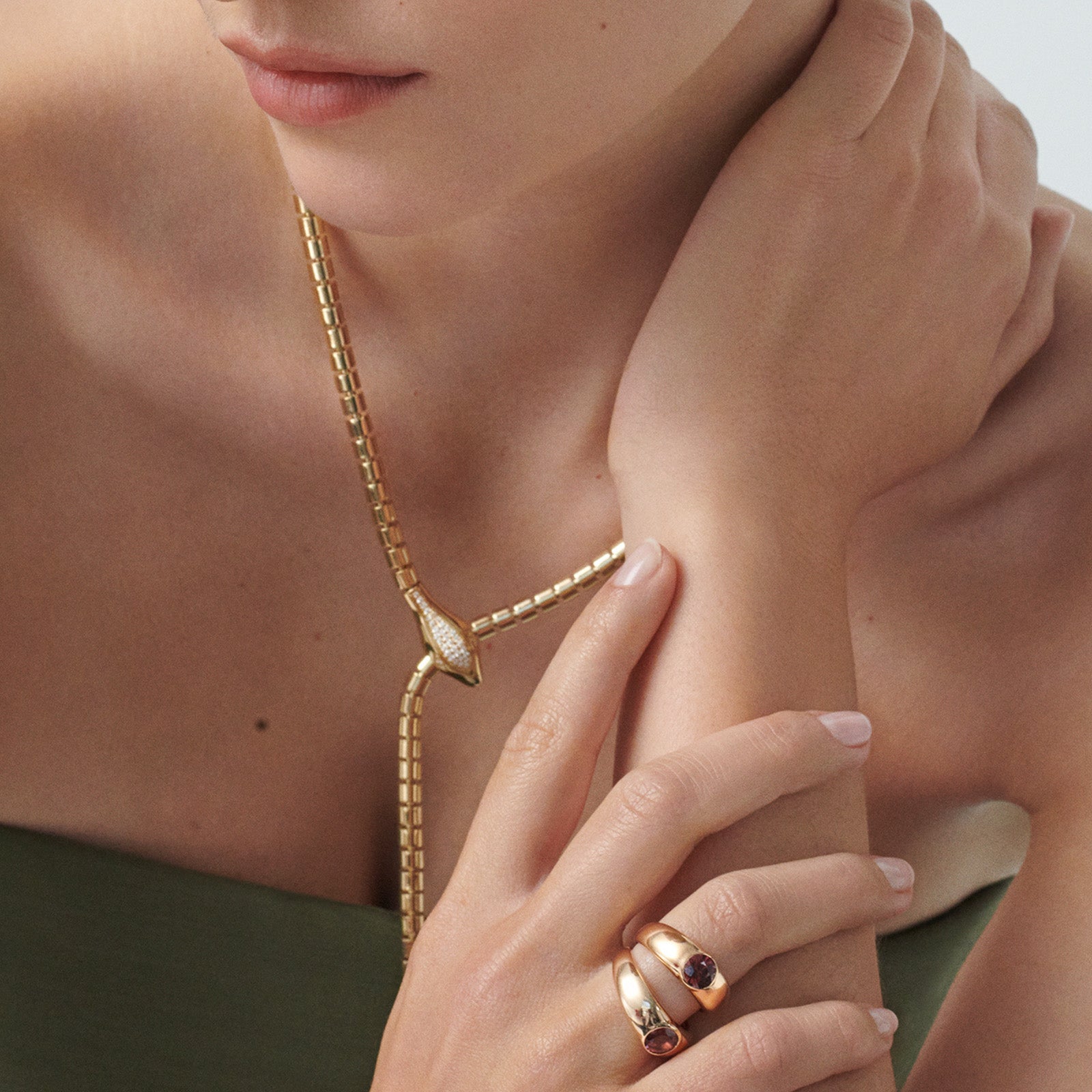 Wrap Around Head and Tail Snake Lariat Necklace