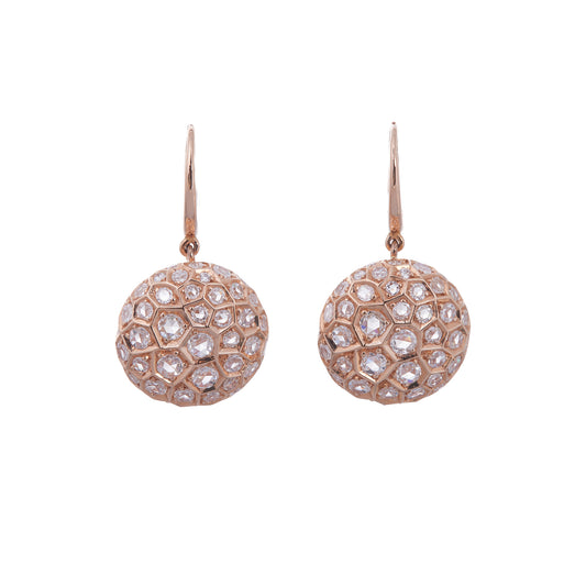 Large Honey Comb Diamond Drop Earrings - Main Img
