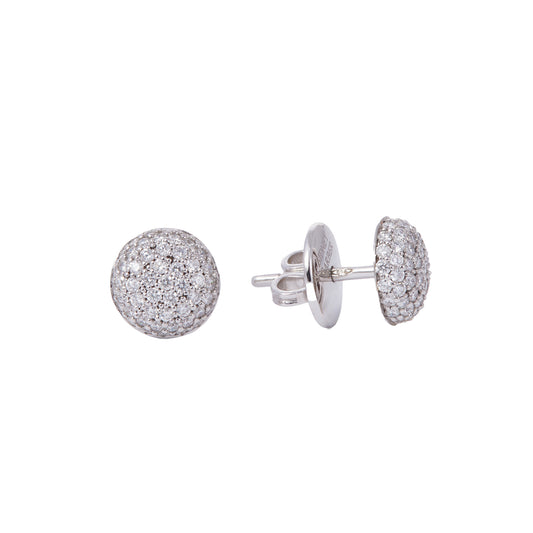 Pave Diamond Button Stud Earrings - Main Img
