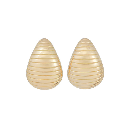 Large Grooved Pear Shaped Anjou Earrings - Main Img