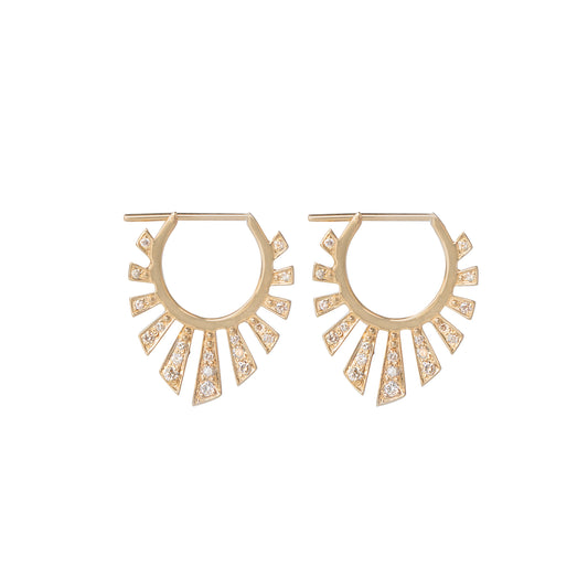 Diamond Large Sunbeams Hoop Earrings - Main Img