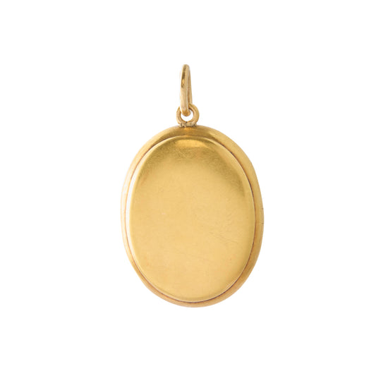 Rose Cut Diamond Painted Lady Locket 18K Yellow Gold (circa 1900)