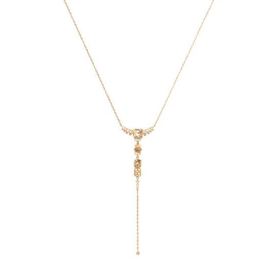 Tourmaline and Diamond Totem Lariat Necklace - Main Img