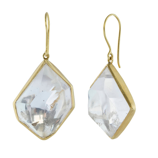 Single Drop Crystal Herkimer Earrings with Foil Backs - Main Img