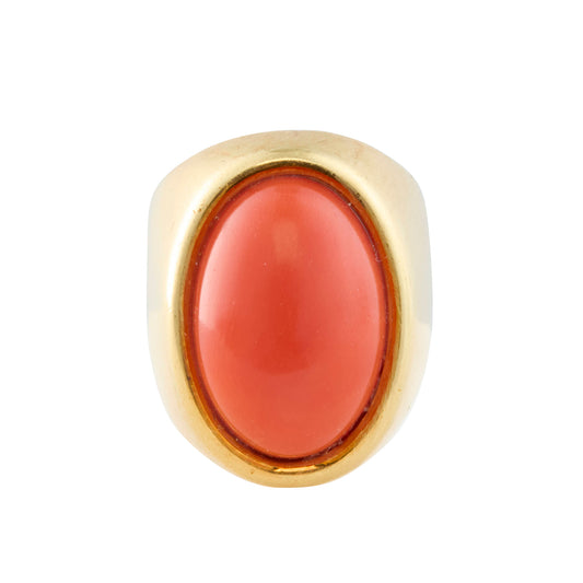Large Coral Oval Ring - Main Img