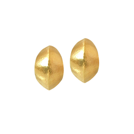 Neolithic hand-hammered semi-hoop clip earrings - Main Img