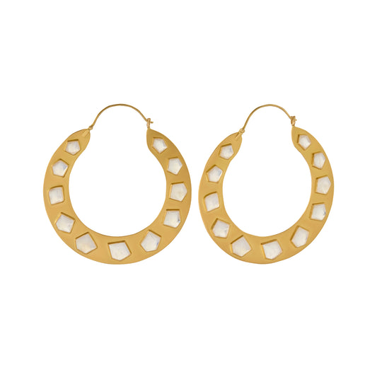 Rainbow Moonstone Hoop Earrings - Main Img