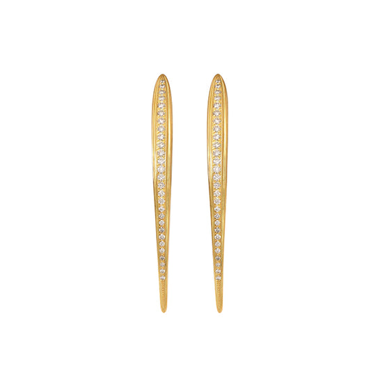 Diamond Curved Elongated Spike Earrings - Main Img