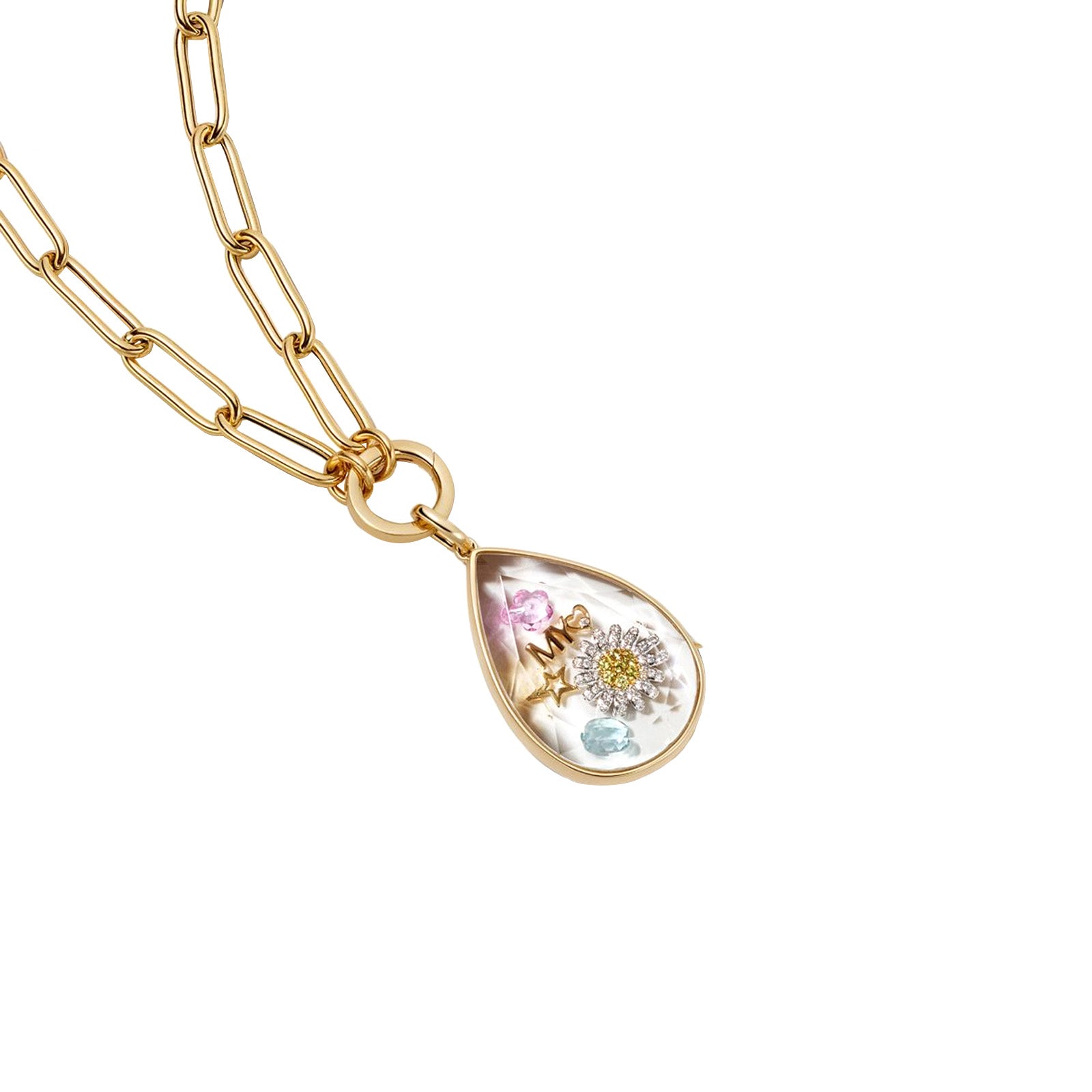 Loquet 26" Paper Clip Chain Necklace - Necklaces - Broken English Jewelry with locket and charms