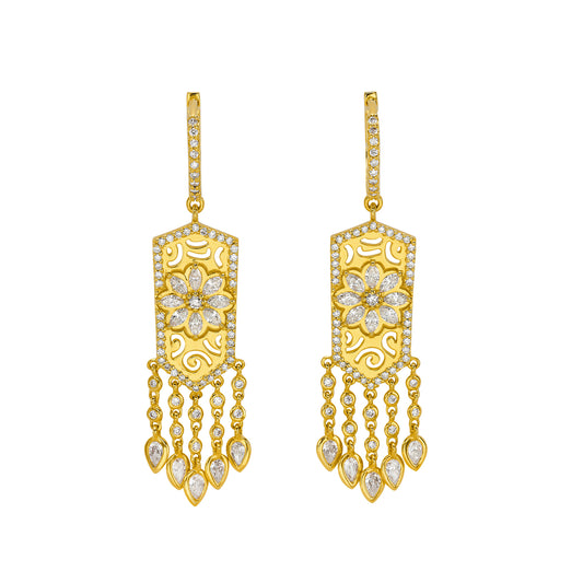 Mesh Flower Filigree Earrings - Main Img