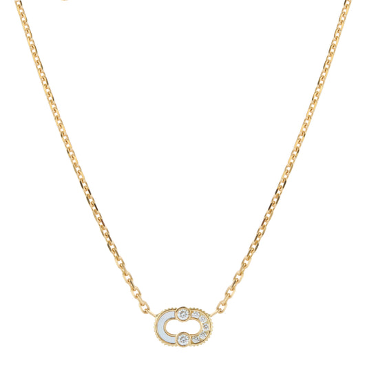 Mother of Pearl & Diamond Semi Magnetic Necklace - Main Img