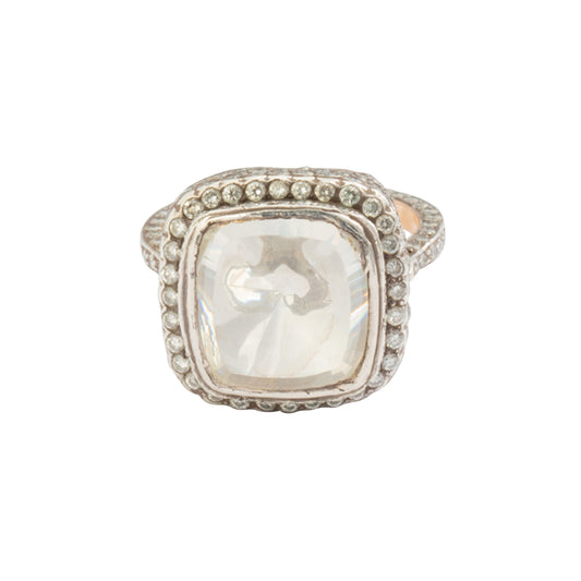 Center Diamond & Pave Diamond Square Ring - Main Img