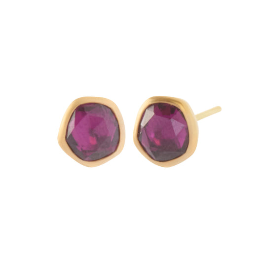 Rhodolite Garnet Stud Earrings - Main Img
