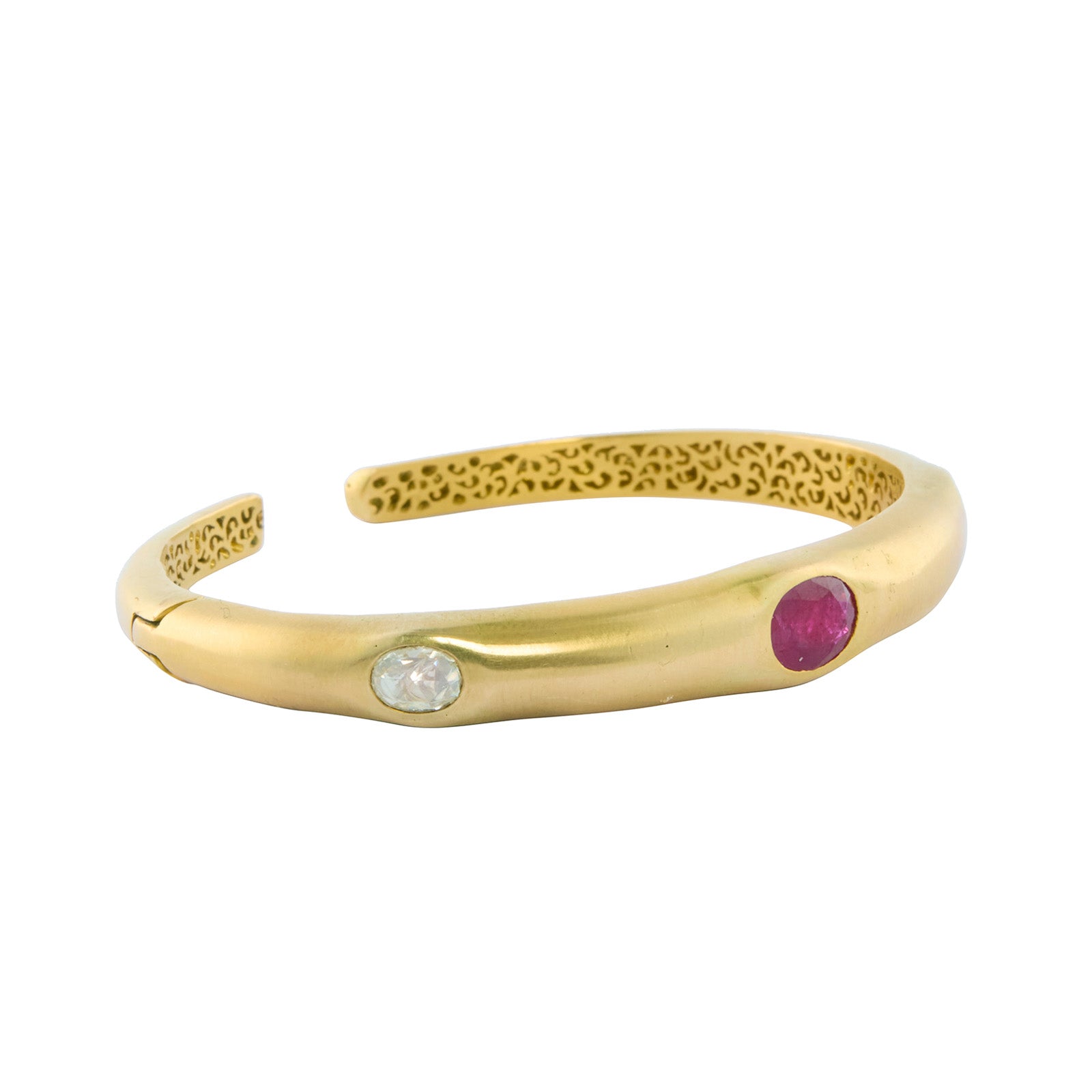 Munnu The Gem Palace Ruby and Diamond Thin Cuff - Bracelets - Broken English Jewelry side view
