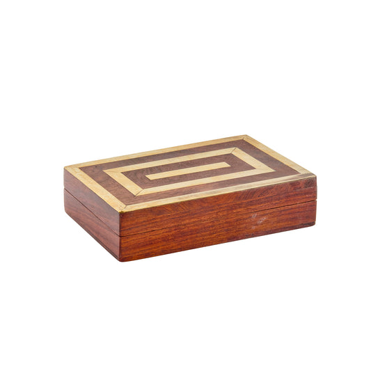 Italian Brass-Inlaid Wood Box