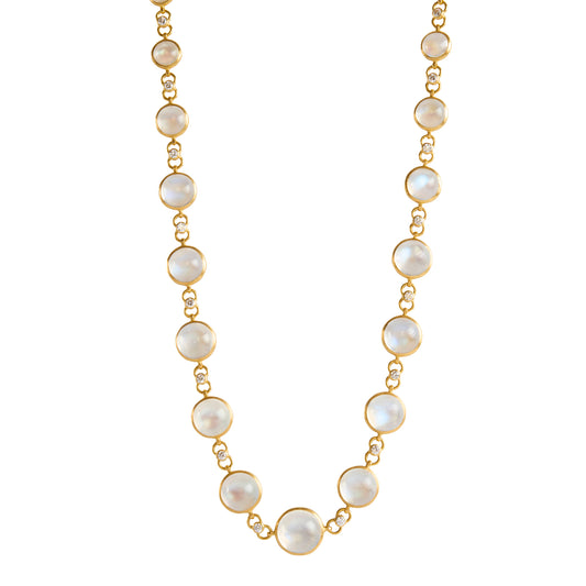 Moonstone and Diamond Orb Necklace - Main Img