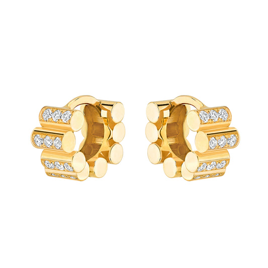 Mini Pave Diamond Edge Huggies - Main Img