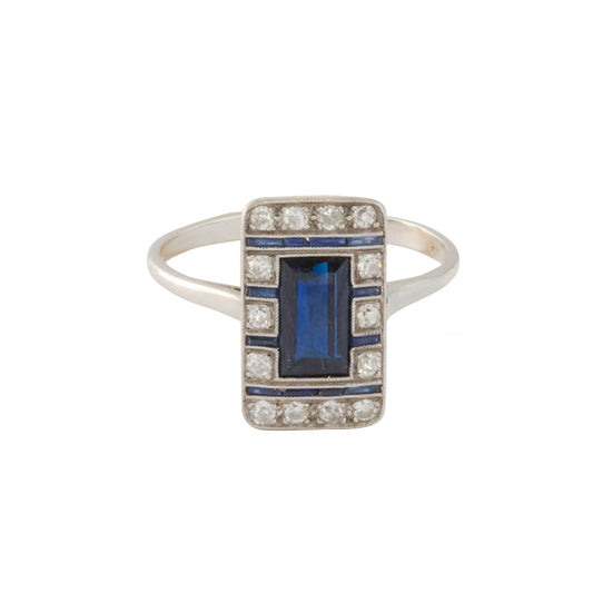 Sapphire and Diamond Art Deco Ring - Main Img