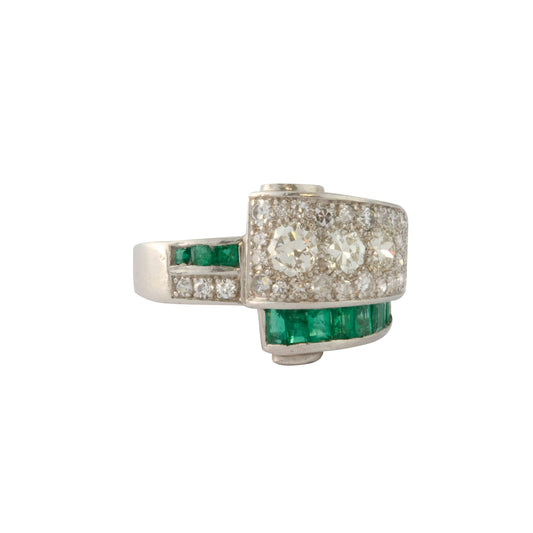 Emerald and Diamond Deco Ring - Main Img