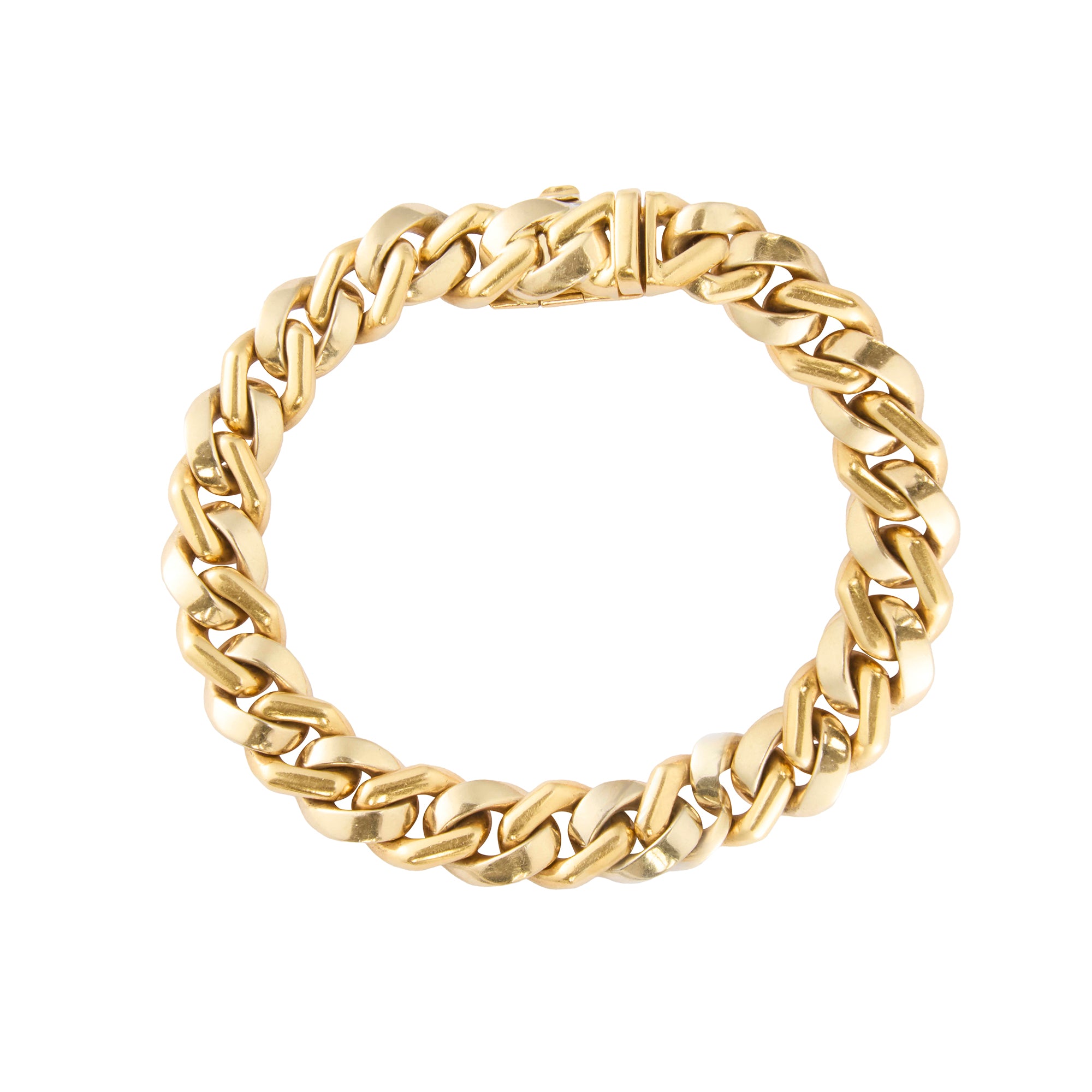 Two Tone Curb Link Bracelet in 18K Yellow Gold