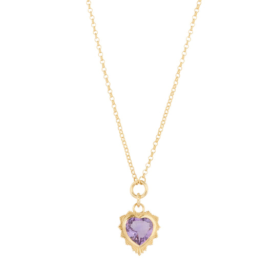 Amethyst True Love Heart Fine Belcher Necklace - Main Img