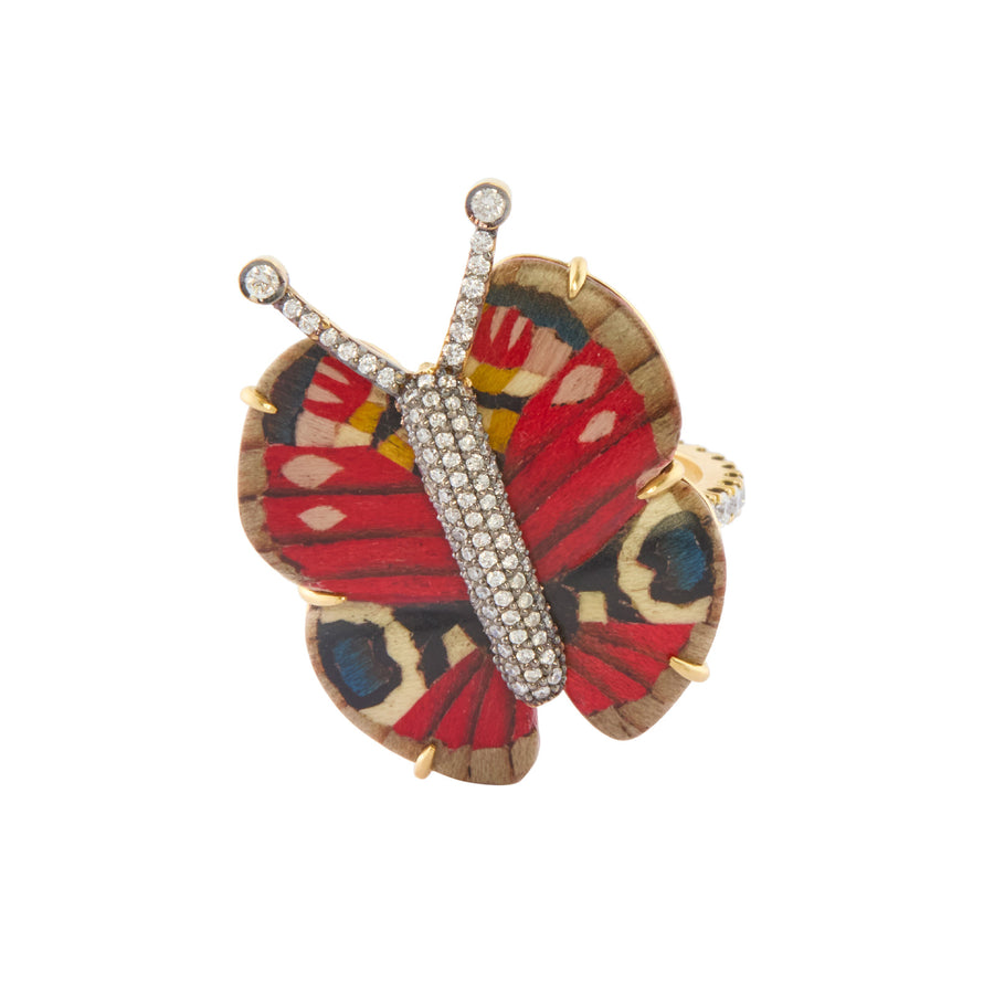 Silvia Furmanovich Diamond Marquetry Red Butterfly Ring - Rings - Broken English Jewelry
