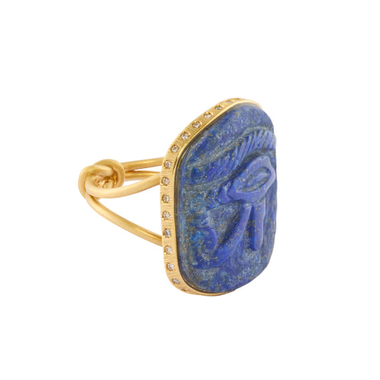 Lapis Lazuli Carved Egypt Ring