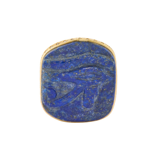 Lapis Lazuli Carved Egypt Ring - Main Img