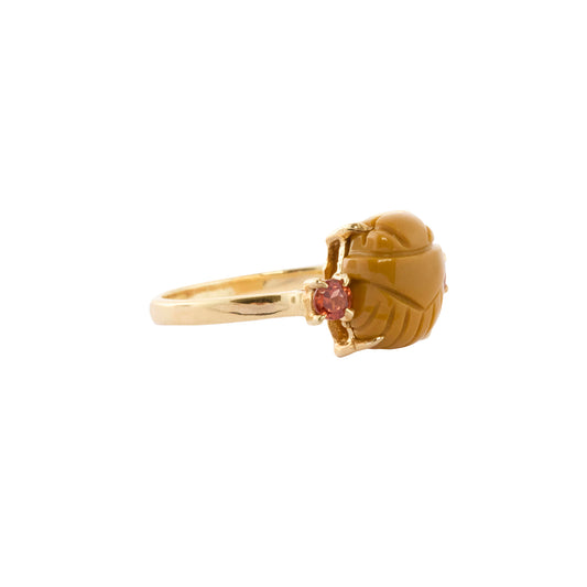 Spessartine and Jasper Mookaite Scarab Ring