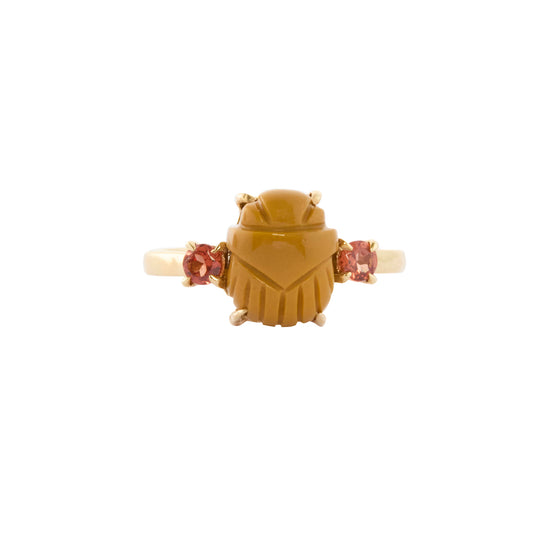 Spessartine and Jasper Mookaite Scarab Ring - Main Img
