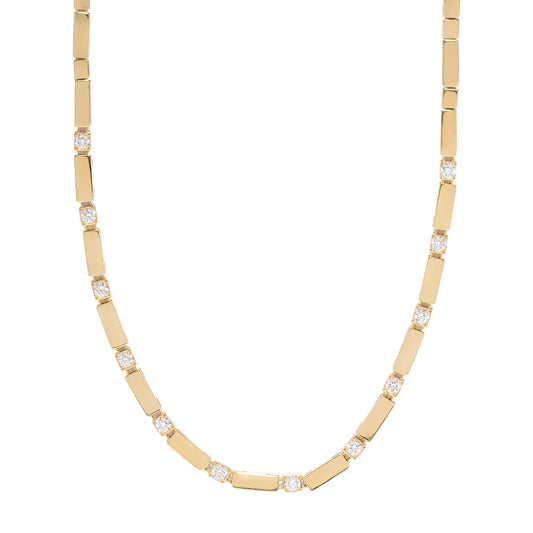 Gold Bar Tennis Necklace