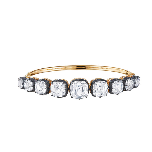 Collet Cushion-Cut Bangle - White Topaz - Main Img