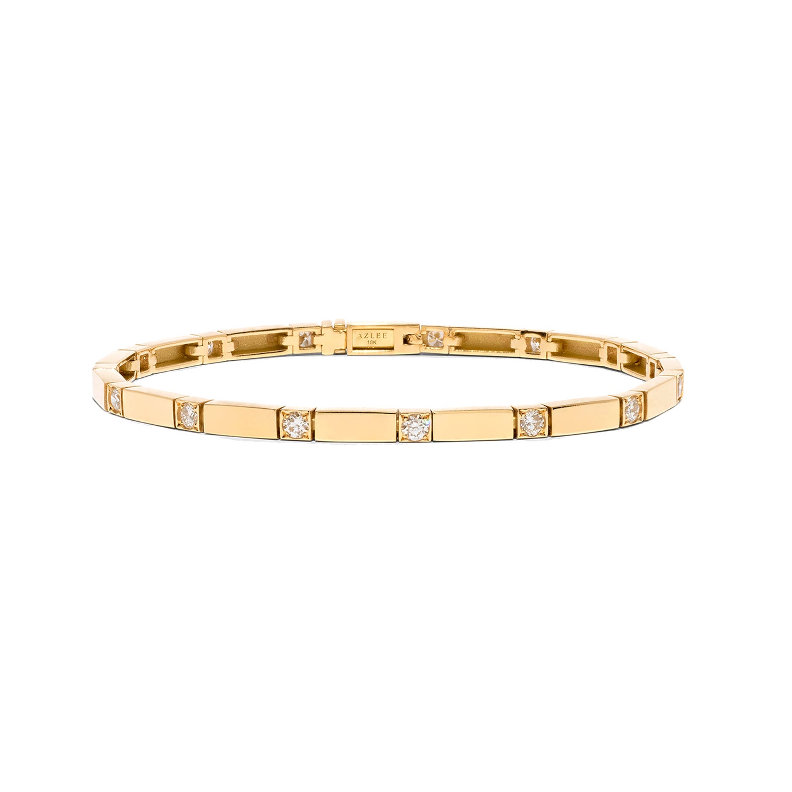 Azlee Gold Bar Tennis Bracelet, front view