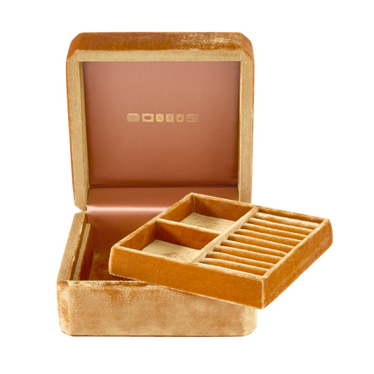 Medium Velvet Jewelry Box - Orange