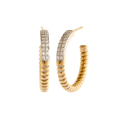 Half Diamond Ribbed Hoops