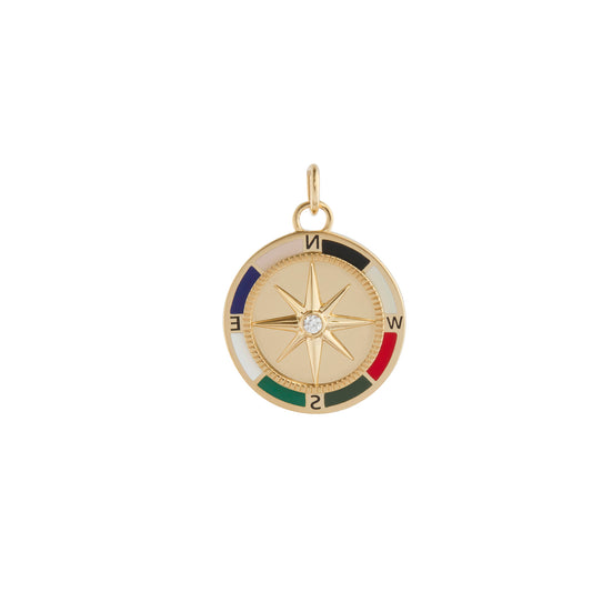 Medium Diamond Internal Compass Ceramic Medallion - Main Img