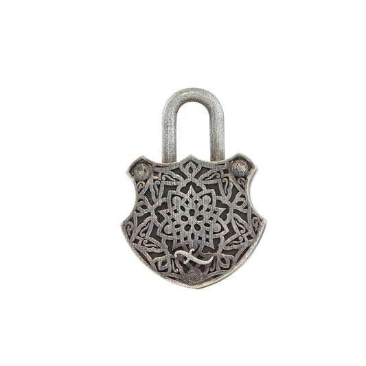 Reversed Carved Citrine Tulip Padlock with White Sapphire, Brown and Black Diamonds