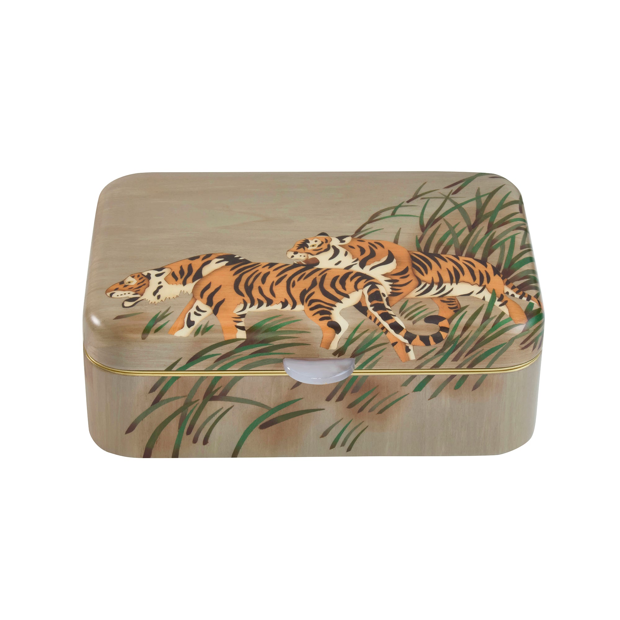 Medium Tiger Print Marquetry Box
