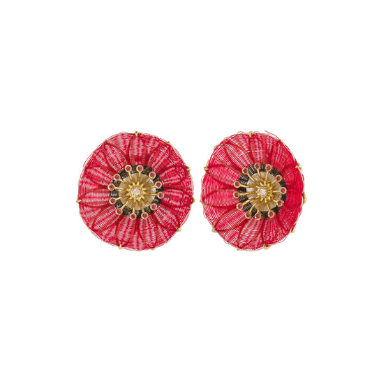 Ruby and Diamond Round Horse Mane Earrings - Main Img
