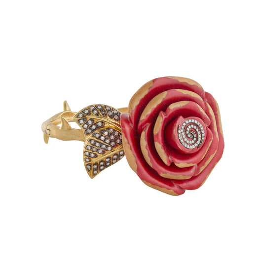 Light Brown Diamond Sculptural Botanical Marquetry Bracelet