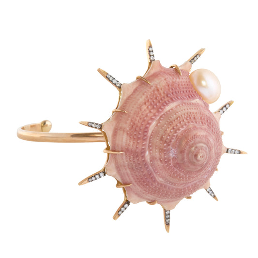 Diamond, Pearl and Sun Shell Bracelet