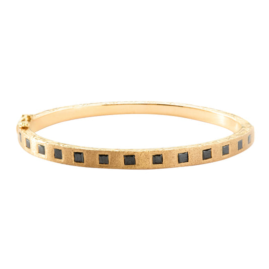 Princess Cut Black Diamond Dunes Edge Bangle - Main Img