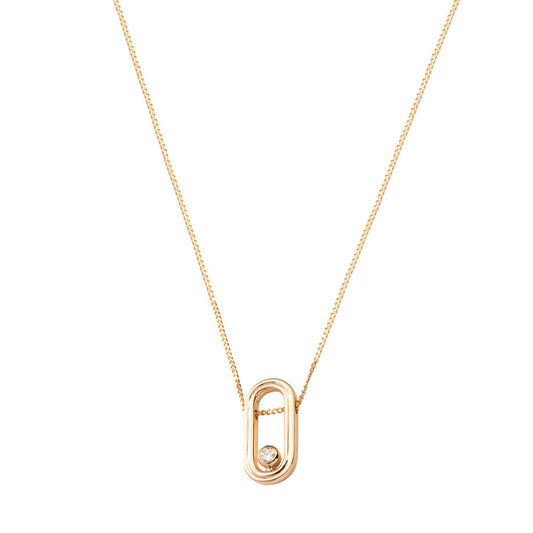 Single Diamond Oblong Beluga Necklace