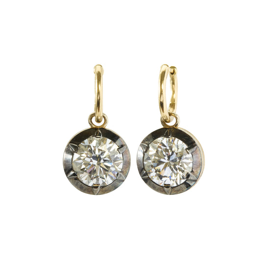 Large Bouton Convertible Hoop Diamond Earrings - Main Img