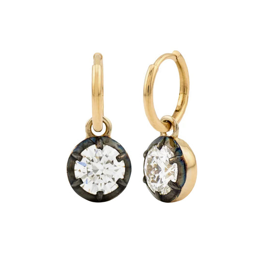Medium Bouton Hoop Diamond Earrings - Main Img