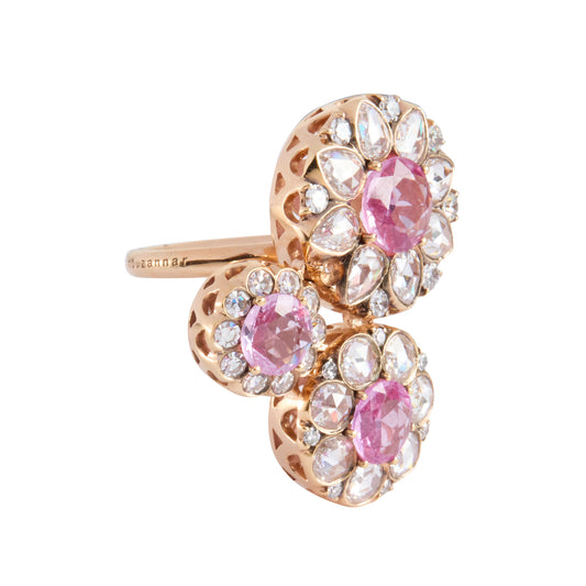 Diamond and Pink Sapphire Beirut Rosace Ring