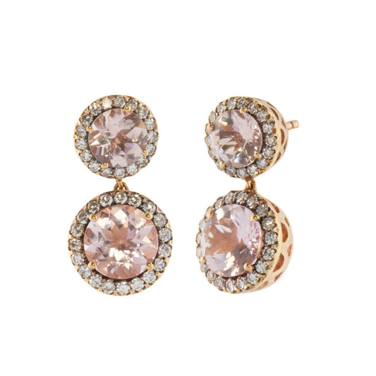 Diamond and Morganite Beirut Earrings - Main Img