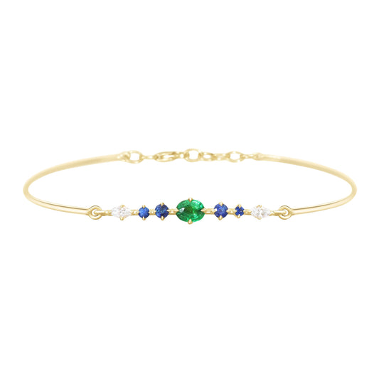 Tsavorite and Sapphire and Diamond Compass Bangle - Main Img