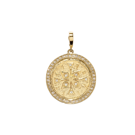 Compass Pave Large Diamond Coin - Main Img