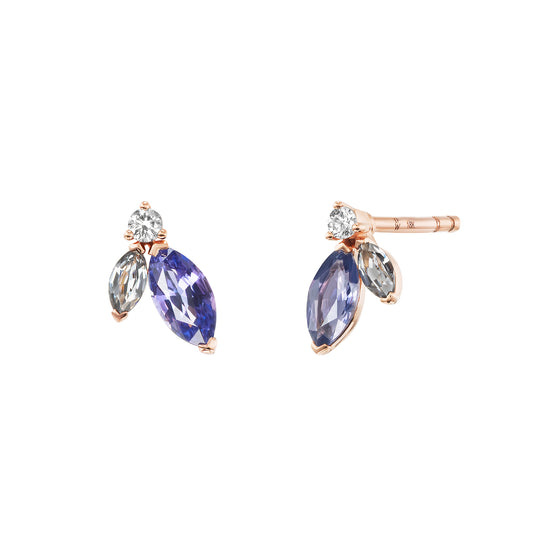 Sapphire, Spinel & Diamond Mini Pollack Stud Earrings 18K YG - Main Img
